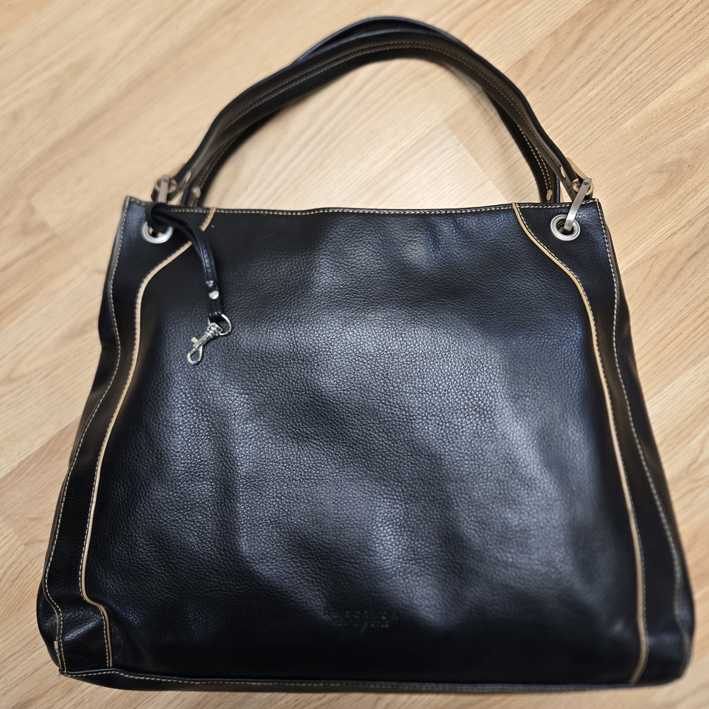 Kenneth Cole Reaction Elegant Black and Brown Leather Large Tote Bag